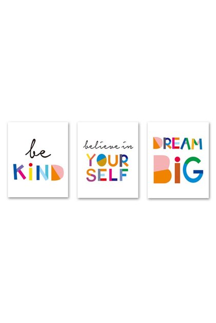 ALAYRA Unframed Words Inspirational Quote Minimalist Typography Art Print Set of 3 (12”X16”) Canvas Painting,Motivational Phrases Wall Art Poster For Kids Room Home Decor,No Frame30X40 CM