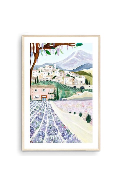 ALAYRA Provence Art Print, France Art Print, Lavendar Fields, Travel Gift, Travel Poster, France Wall Art, Travel Gift, Home Decor, Housewarming Gift (Unframed) ()30X40 CM