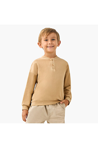 Boys Henley Collar Long Sleeves Sweatshirt with Button Closure