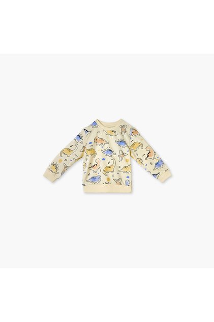 Dinosaur Print Sweatshirt with Long Sleeves
