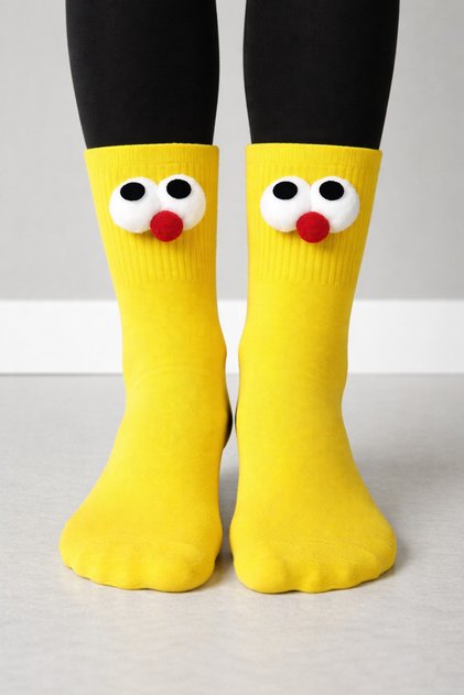 1 Pair of Colorful Socks with Googly Eyes Cotton Fun Socks