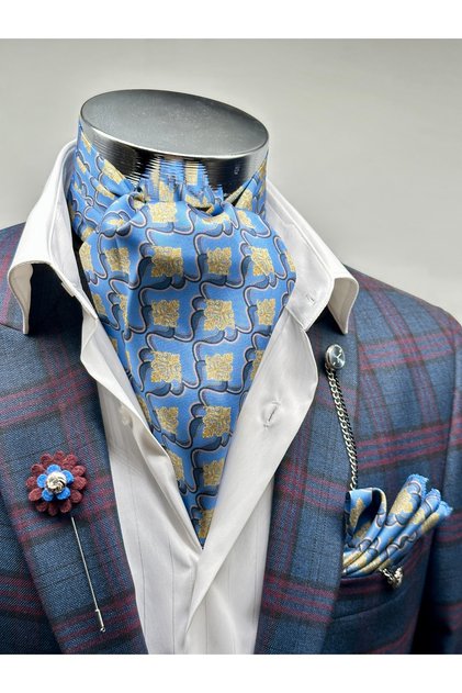 Blue Patterned Men's Scarf