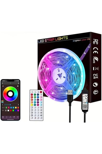 Smart LED Strip Lights 16ft/5M – Music Sync, App & Remote, TV Backlight, RGB