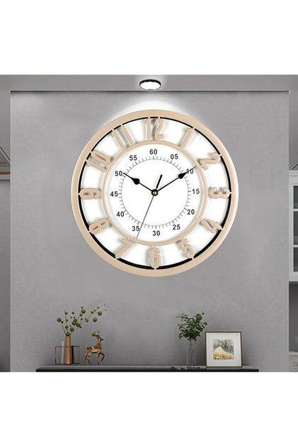 31cm Silent Non-Ticking Wall Clock (Beige)