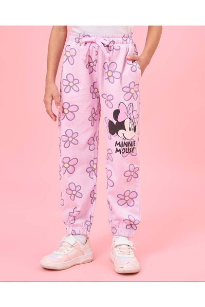 Girls Pink Minnie Mouse Print Active Pants