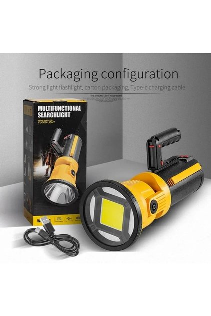 Portable COB Flashlight with Long Range and USB Charging for Outdoor Use