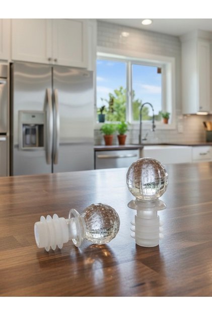Kristal Görünümlü Yağdanlık Tıpası 3x6 cm – Cam Şişe Uyumlu Dekoratif (2 Adet)
