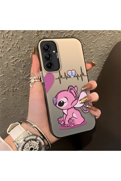 Samsung Galaxy A15 Compatible Stitch Couple Pattern Case Silicone Edge Hard Back Anti-Fall