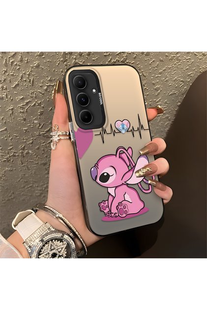 Samsung Galaxy A55 Compatible Stitch Couple Pattern Case Silicone Edge Hard Back Anti-Fall