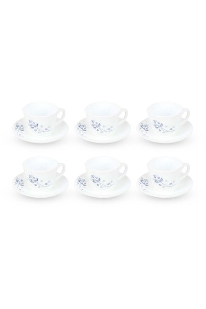 Cup & Saucer Set, 12 Pcs, 220 ml, Dainty Blue