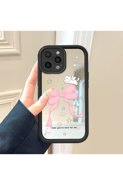 iPhone 14 Pro Max Compatible Anti-Fall Silicone Phone Case with Lacing Mirror
