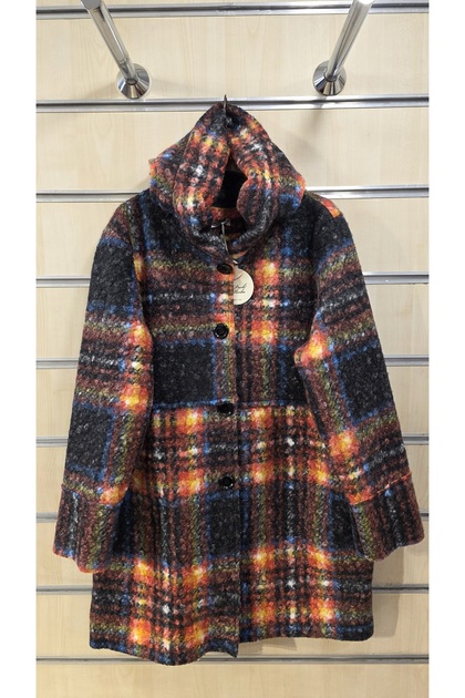 Felt Coat Lumberjack Pattern Buttoned