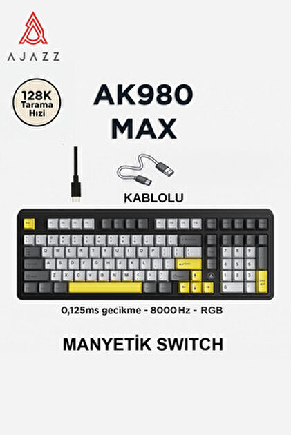 Ajazz AK980 Max HE Manyetik Switch Klavye- 128K Tarama Hızı-0.125