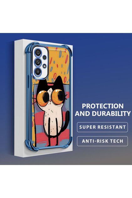 Samsung Galaxy A73 Compatible Transparent Silicone Flutter Protective Case Kittens Patterns