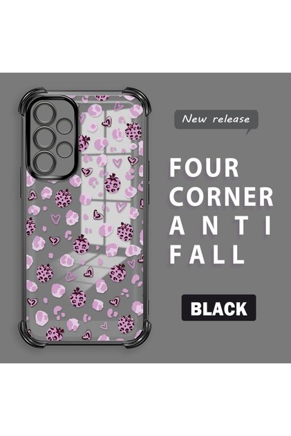 Samsung Galaxy A32 Compatible Transparent Silicone Flutter Protective Case Strawberry Patterns