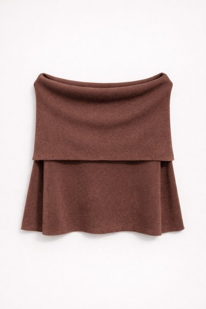 7009 women's madonna neck knitwear blouse coffee