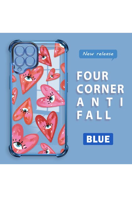 Samsung Galaxy M33 Compatible Transparent Silicone Flutter Protective Case Evil Eye Pattern