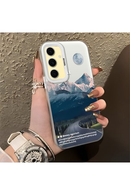 Samsung Galaxy S24 Fe Compatible Silicone Edge Hard Back Anti-Fall Case Mountain Peak Patterns
