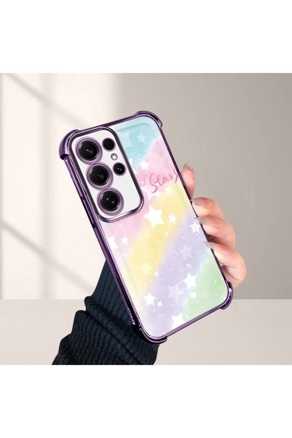 Samsung Galaxy S25 Ultra Compatible Transparent Silicone Flutter Protective Case Rainbow Patterns
