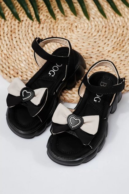 Sandale fete negre din piele ecologica Aria #21761 - 29
