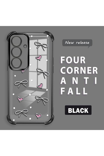 Samsung Galaxy S25 Compatible Transparent Silicone Flutter Protective Case Heart Patterns
