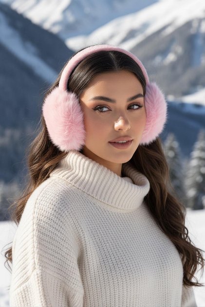 Pink Color Plush Earmuff