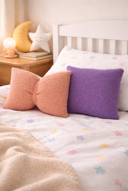 Teddy Decorative Bow and Inner-Filled Cushion