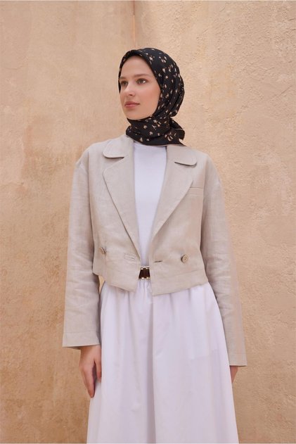 Siyah Leopar Desen %100 Twill İpek Eşarp 4126 - 33