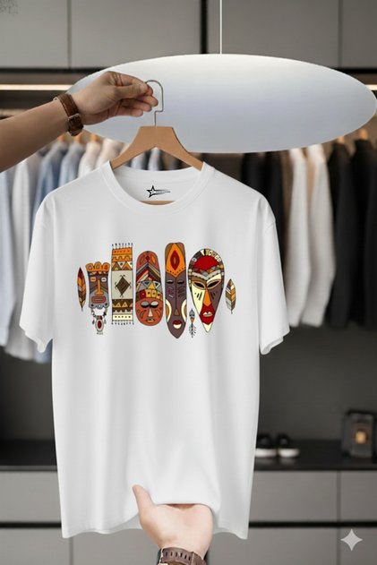 Unisex Oversized Printed Cotton Crew Neck Short Sleeve White T-Shirt Matryoshka