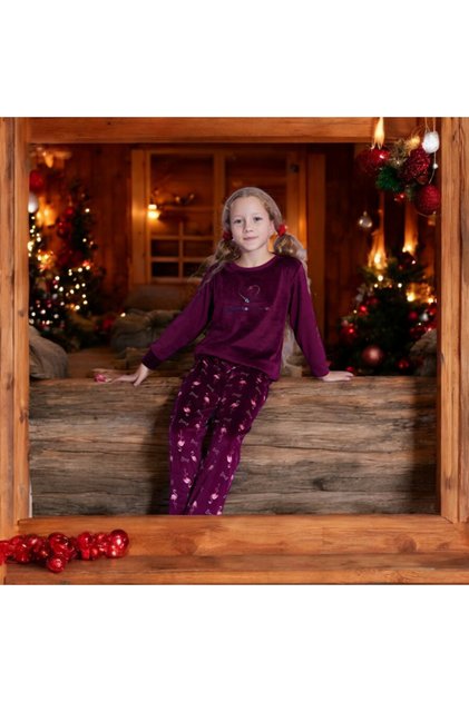 Nihomall20 Girls' French Velvet Pajamas Suit 1 Piece