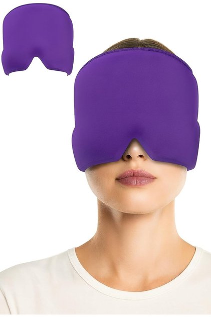 Gel Filled Headband Cold Compress Eye Mask Therapy Band, Purple