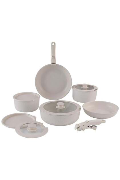 12 Piece Detachable Granite Cookware Set, Non-Stick, Ivory