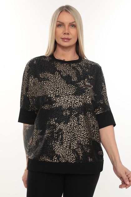 Crew Neck Patterned Viscose