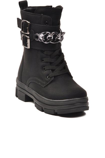 G-1001 F Black Girls' Boots with Fleece Inside and Non-Slip Sole