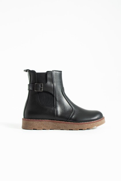 Deria Women's Genuine Leather Buckle Boots – Olala Series with Rubber Soles | Timeless Comfort & Elegance