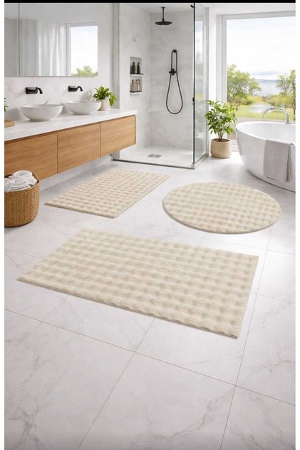 BUBBLE plush fur fluffy soft non-slip washable modern 3-piece set 100x60_40x60_60x60