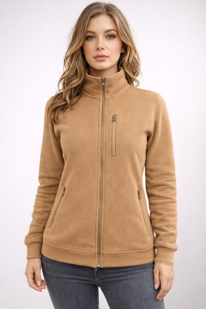 Unisex Women's and Men's Solid Color Full Zip Dikyaka Cotton Sweatshirt