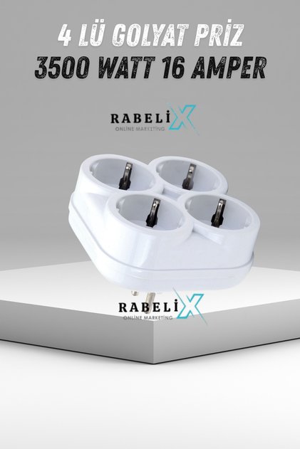 4-Outlet Grounded 3500 Watt 16 Ampere 250 Volt White Quadruple Multi-Purpose Golyat Socket