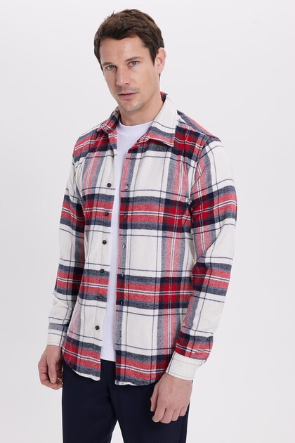 Men's Slim Fit slim fit checkered winter lumberjack shirt