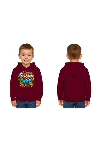 Unisex Super Mario Printed Children's Sweatshirt Hooded 3 Thread Raster