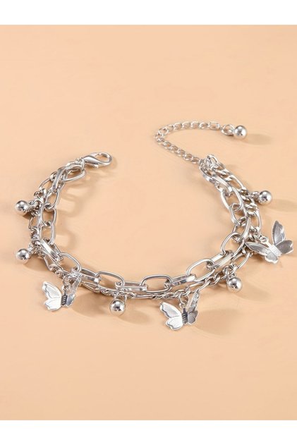 Chain Link Butterfly Charm Bracelet