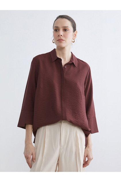 Burgundy Textured Women's Shirt