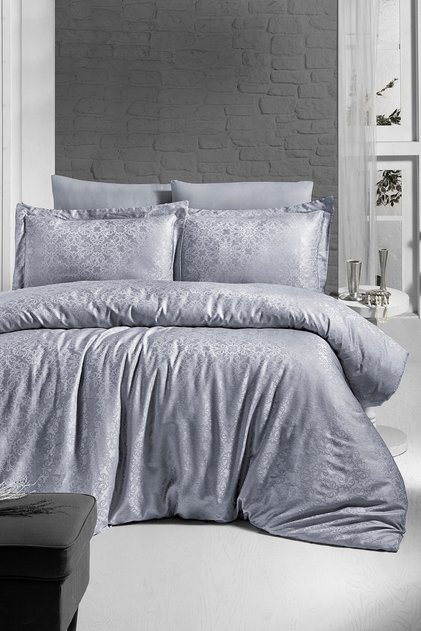 Lamone 100% Cotton Satin 200 Tc (80 Thread) Jacquard Double Duvet Cover Set
