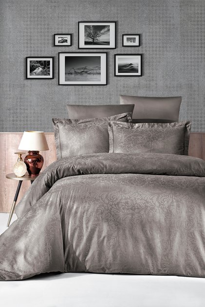 Tecna 100% Cotton Satin 200 Tc (80 Thread) Jacquard Double Duvet Cover Set