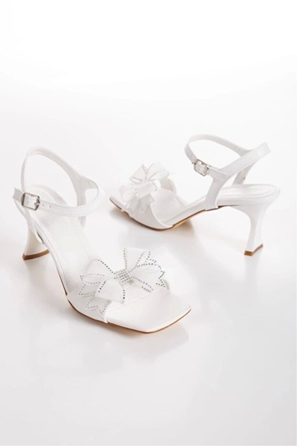 Women's Thin Heeled Butterfly Bow Tie Detailed Summer Stylish Evening Dress Shoes