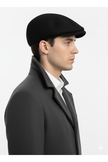 Men's Cashmere London Cap - Winter Wool Classic Flat Cap