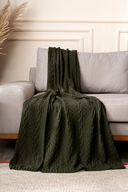 Mendi khaki acrylic throw tv blanket 130x170 2535