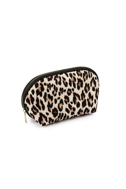 Leopard Patterned Makeup Bag 4708 - Zippered, Organizer