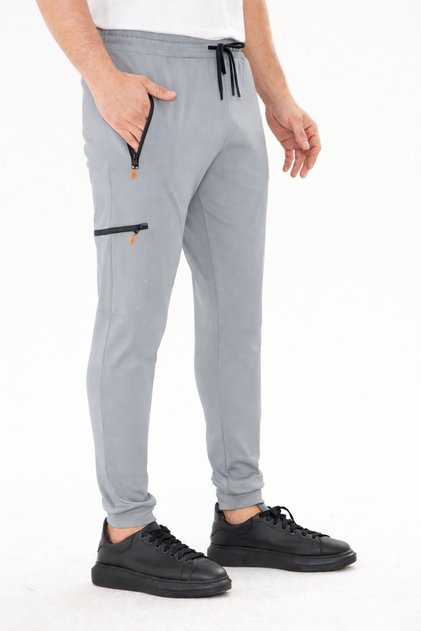 Men's Fleece-Lined Dalgıç Winter Sweatpants Gray 5446-g