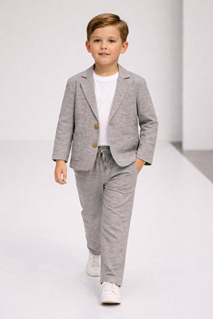 Boys' Linen With Jacket Casual Suit for Performance, Special Occasion and Graduation